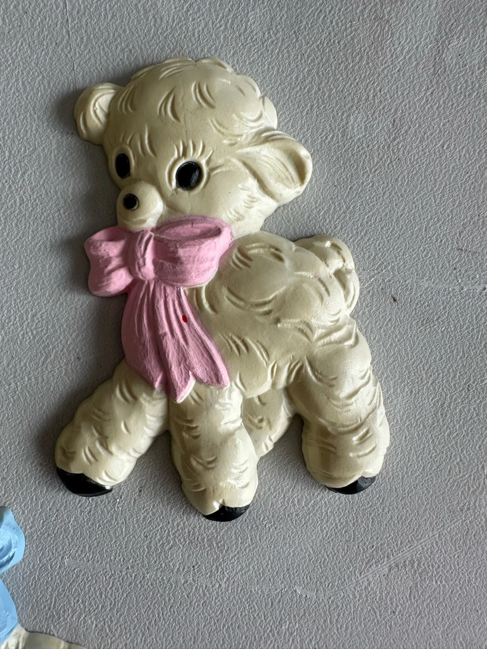 Vintage Homco Nursery Wall Decor MCM Baby Sheep Lambs bows 7607-1 7607-2 kitsch